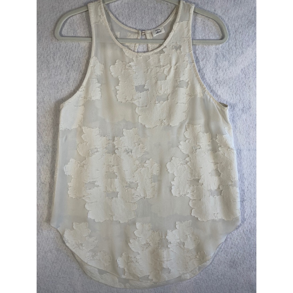 Wilfred‎ Aritzia Silk Floral Jacquard Sleeveless Blouse Ivory Small Bohemian